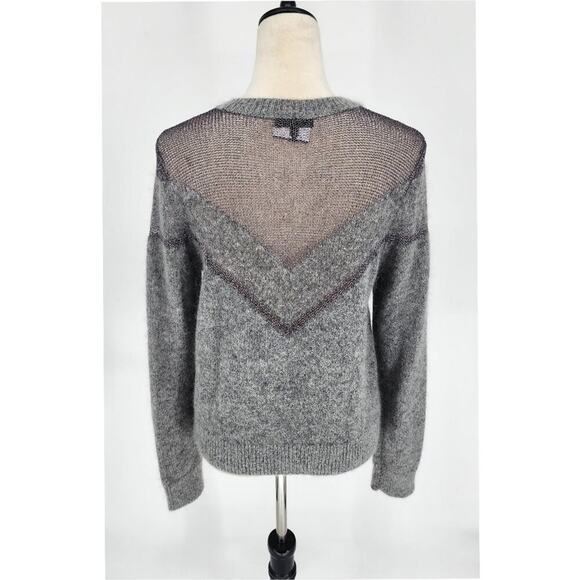 Rag & Bone Blaze Crewneck Metallic Mesh Mohair Sweater Heather Grey Size M - Picture 4 of 7